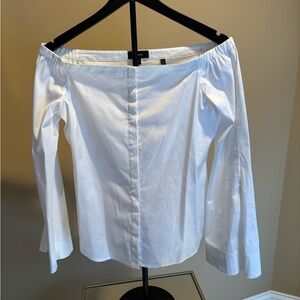 Theory White Off-Shoulder Blouse